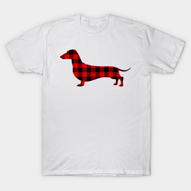 Dachshund Red Buffalo Plaid Christmas T-Shirt by Xamgi